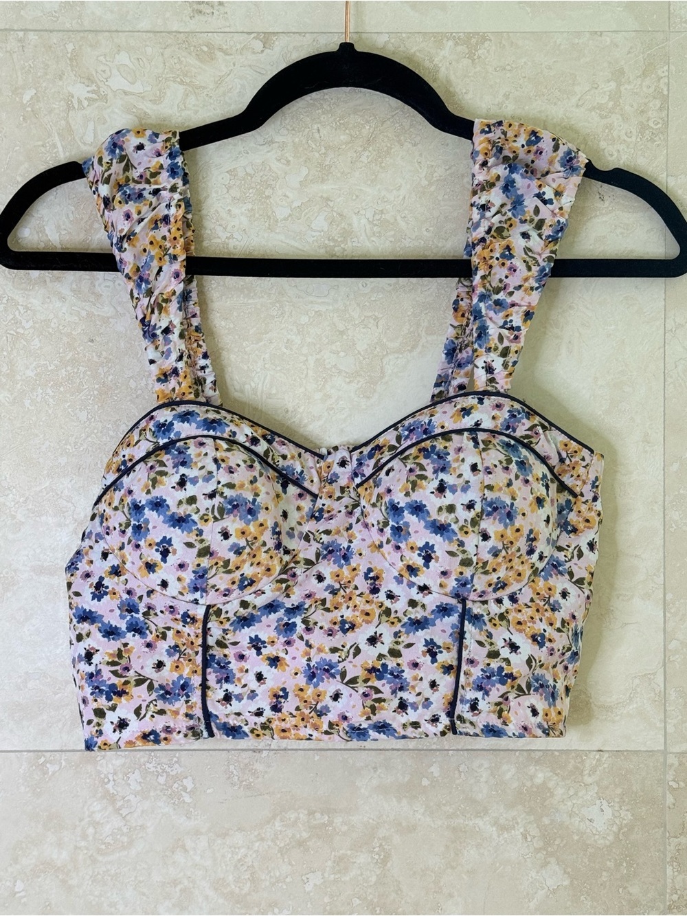 B.O.G Collective Floral Smocked Bustier Crop Top Size S